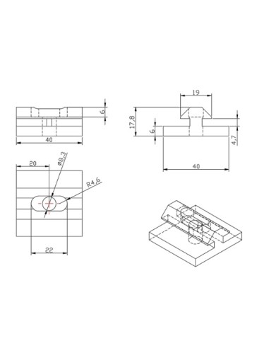 Bloque deslizante aluminio para perfiles modulares 4040
