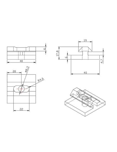 Bloque deslizante aluminio para perfiles modulares 4040