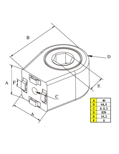 Kit soporte + rodamiento TRYPTICON para perfiles aluminio 4040 modulares