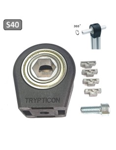 Kit soporte + rodamiento TRYPTICON para perfiles aluminio 4040 modulares