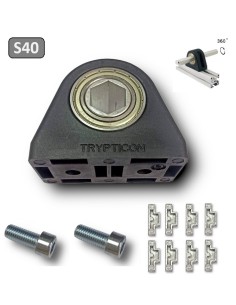 Kit soporte + rodamiento TRYPTICON para perfiles aluminio 4080 modulares