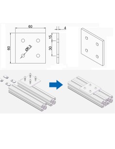 Placa de unión entre perfiles de la Serie 30 (3030, 3060, 3090, 6060) 2