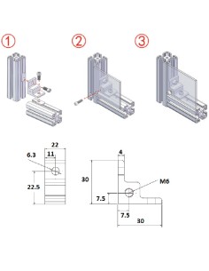 Escuadra para fijación de paneles metálicos y tableros - 3030 2