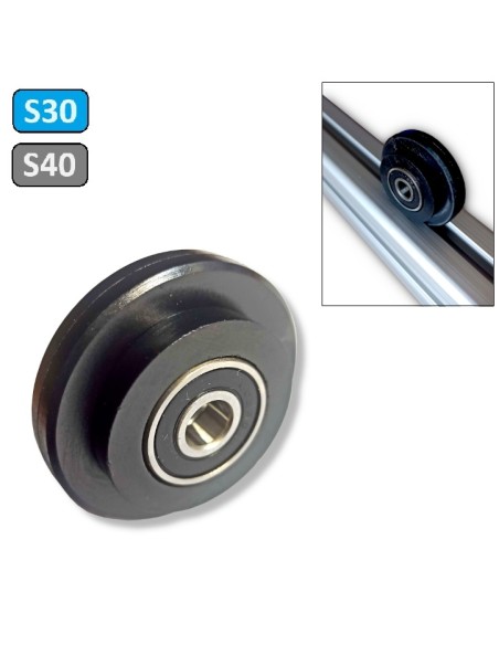 Rueda nylon con rodamiento para perfiles aluminio modular - ranura 8