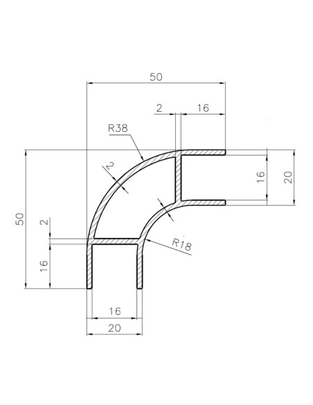 Perfil 90º R. Largo - Anod. Plata