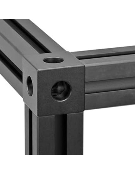 Kit cubo conector de esquina 3 vías negro para perfiles aluminio 2020