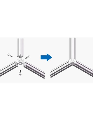 Kit cubo conector de esquina 3 vías para perfiles aluminio 2020