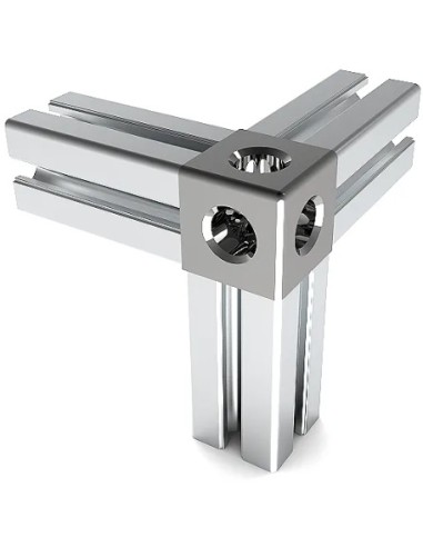 Kit cubo conector de esquina 3 vías para perfiles aluminio 2020
