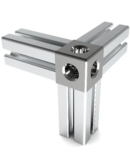 Kit cubo conector de esquina 3 vías para perfiles aluminio 2020