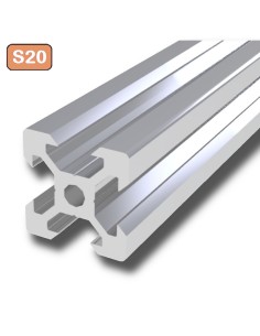 Perfil 2020V tipo VSLOT 6mm Aluminio 6063 T6 anodizado plata