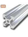 Perfil 2020V tipo VSLOT 6mm Aluminio 6063 T6 anodizado plata