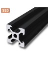 Perfil 2020V tipo VSLOT 6mm Aluminio 6063 T6 anodizado NEGRO