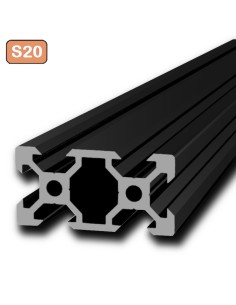Perfil 2040V tipo VSLOT 6mm Aluminio 6063 T6 anodizado NEGRO