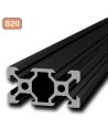 Perfil 2040V tipo VSLOT 6mm Aluminio 6063 T6 anodizado NEGRO