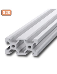 Perfil 2040V tipo VSLOT 6mm Aluminio 6063 T6 anodizado PLATA