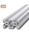 Perfil 2040V tipo VSLOT 6mm Aluminio 6063 T6 anodizado PLATA