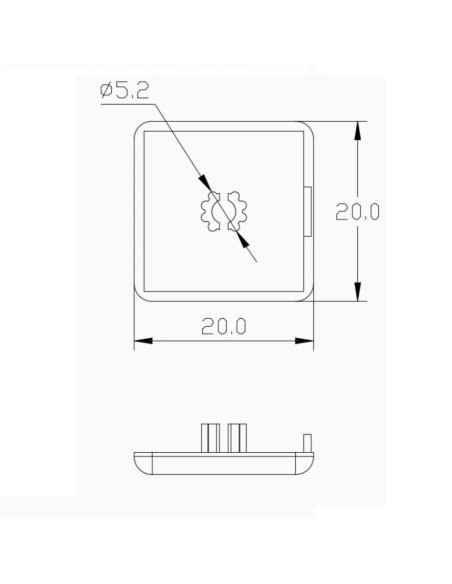 Tapa PVC 2020 perfil aluminio modular (ranurado)