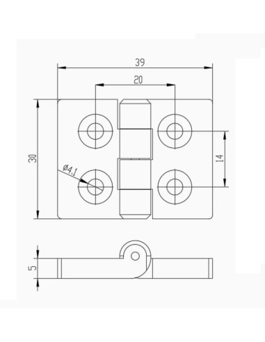 Bisagra nylon para perfiles ranurados (modulares) aluminio 2020 2040