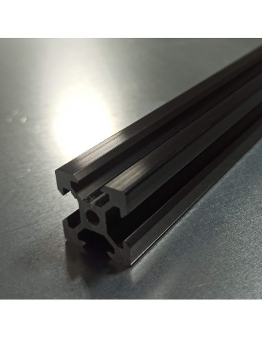 Perfil 2020V tipo VSLOT 6mm Aluminio 6063 T6 anodizado NEGRO