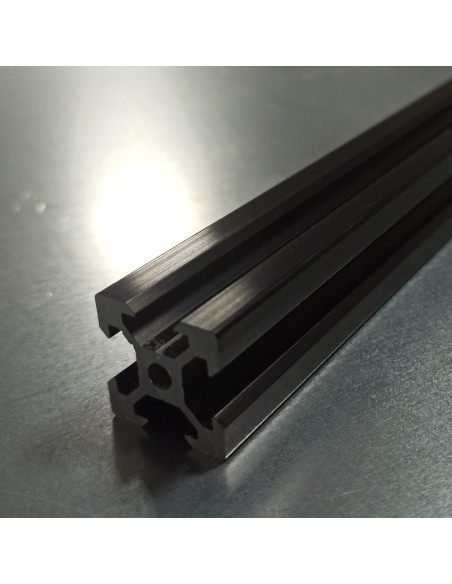 Perfil 2020V tipo VSLOT 6mm Aluminio 6063 T6 anodizado NEGRO