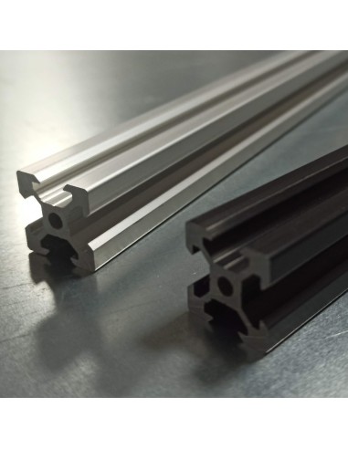 Perfil 2020V tipo VSLOT 6mm Aluminio 6063 T6 anodizado NEGRO