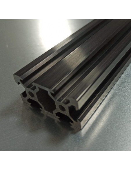 Perfil 2040V tipo VSLOT 6mm Aluminio 6063 T6 anodizado NEGRO
