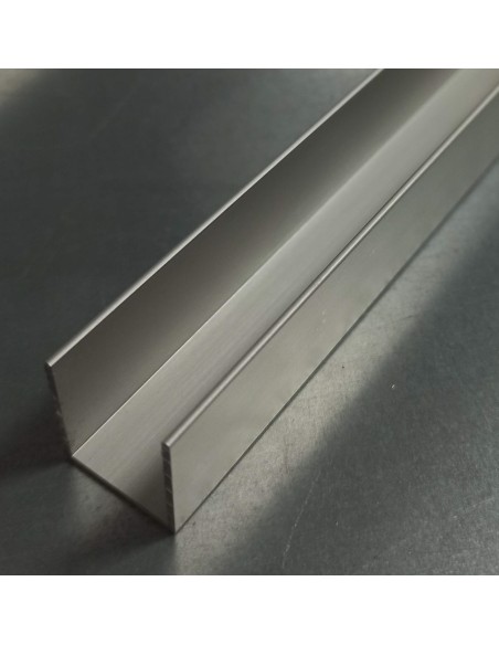 Perfil en U 18x20x1 (16mm interior) - Aluminio anodizado plata