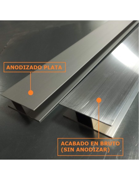 Perfil en H 60x19x1,5 (16mm interior) - Aluminio anodizado plata