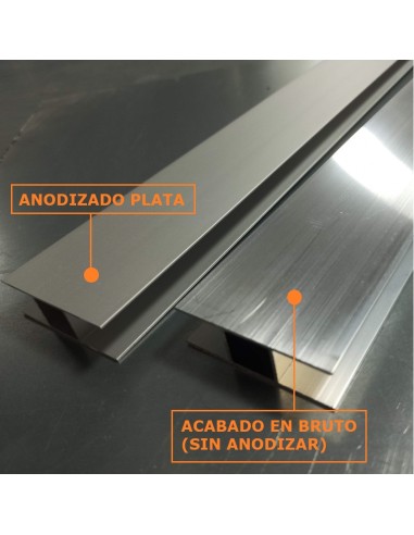Perfil en H 60x19x1,5 (16mm interior) - Aluminio anodizado plata